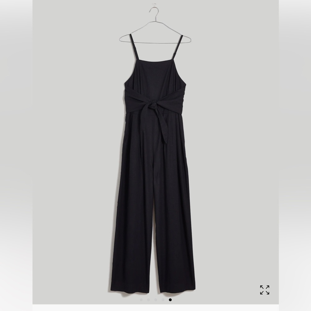 Madewell Tie-Waist Crop Wide-Leg Jumpsuit Blackberry 6 - Picture 4 of 16